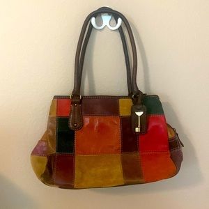 Fossil multicolored leather bag medium